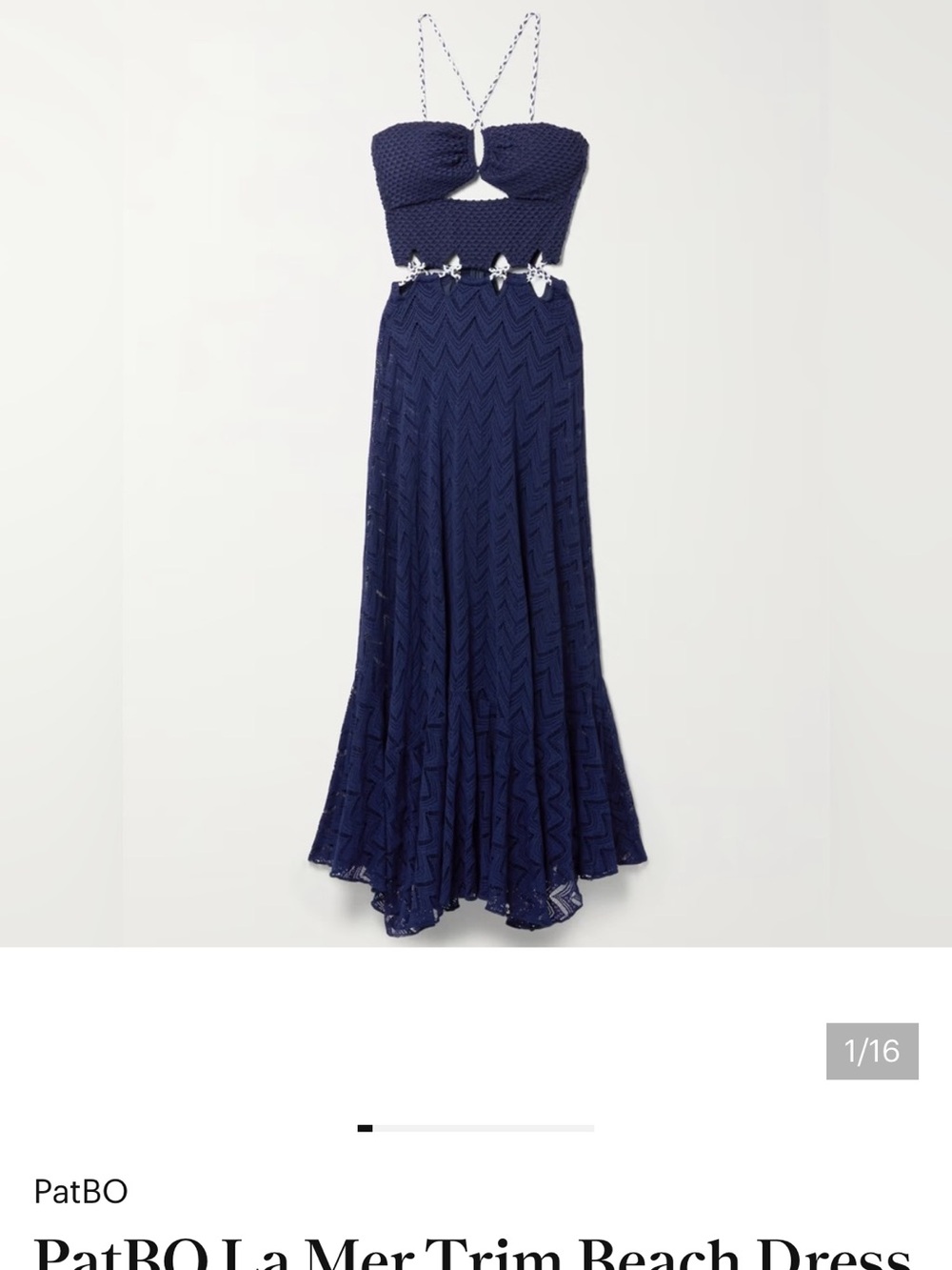 PatBO Navy Cutout Maxi Dress with Embellished Waist